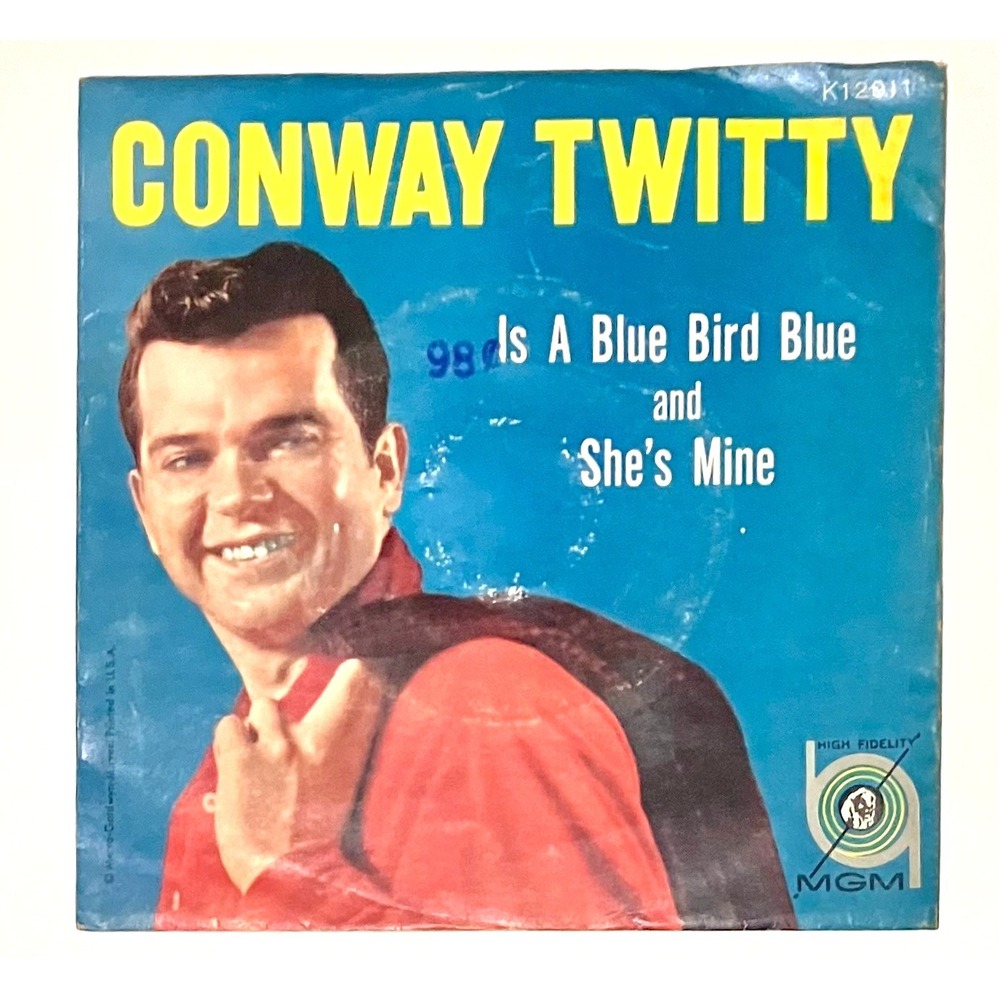 Vintage CONWAY TWITTY Is A Blue Bird Blue and She's Mine 45 Vinyl Record‎